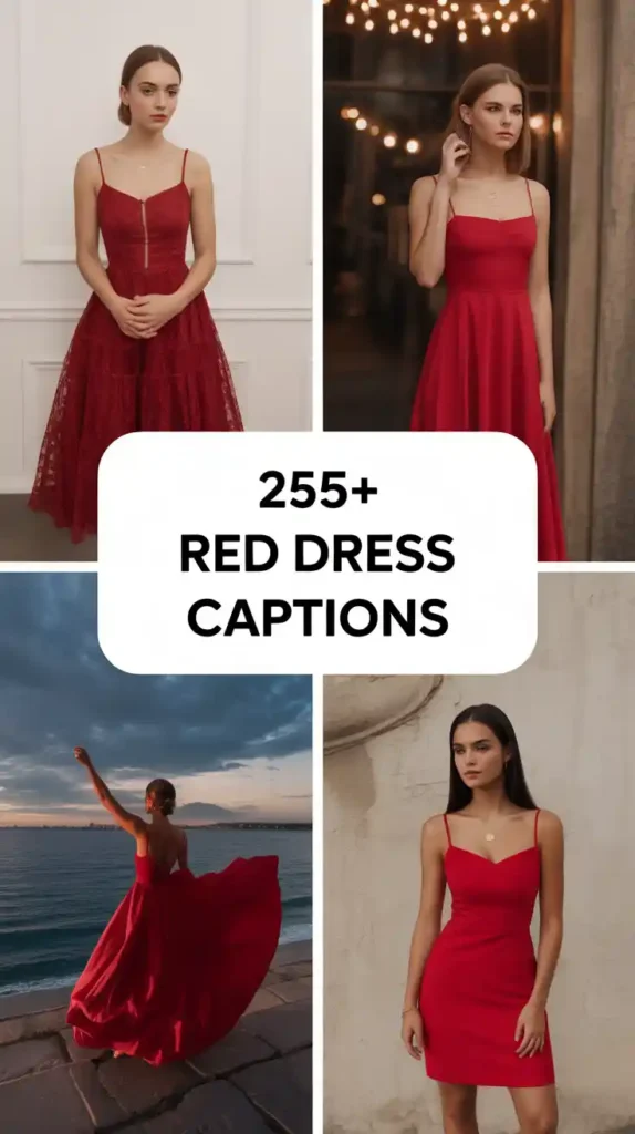 Red Dress Captions