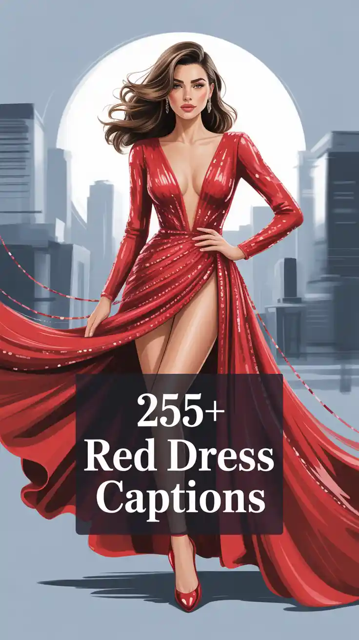 Red Dress Captions