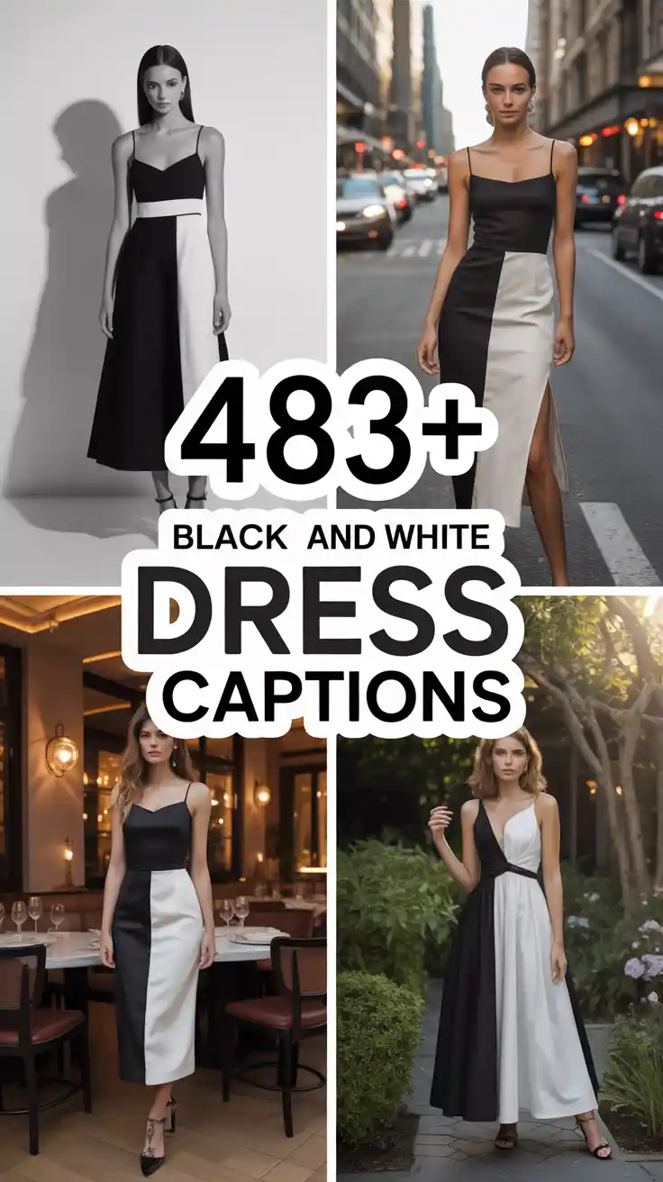 Black and White Dress Captions