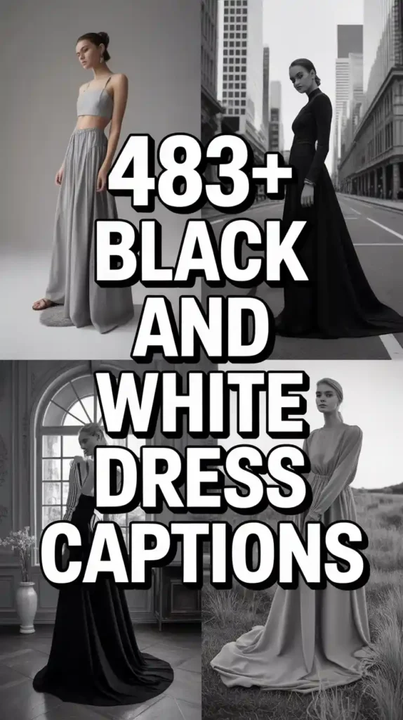 Black and White Dress Captions