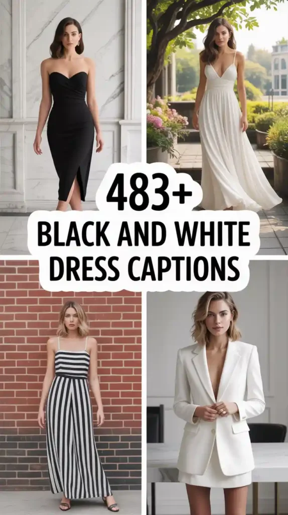 Black and White Dress Captions
